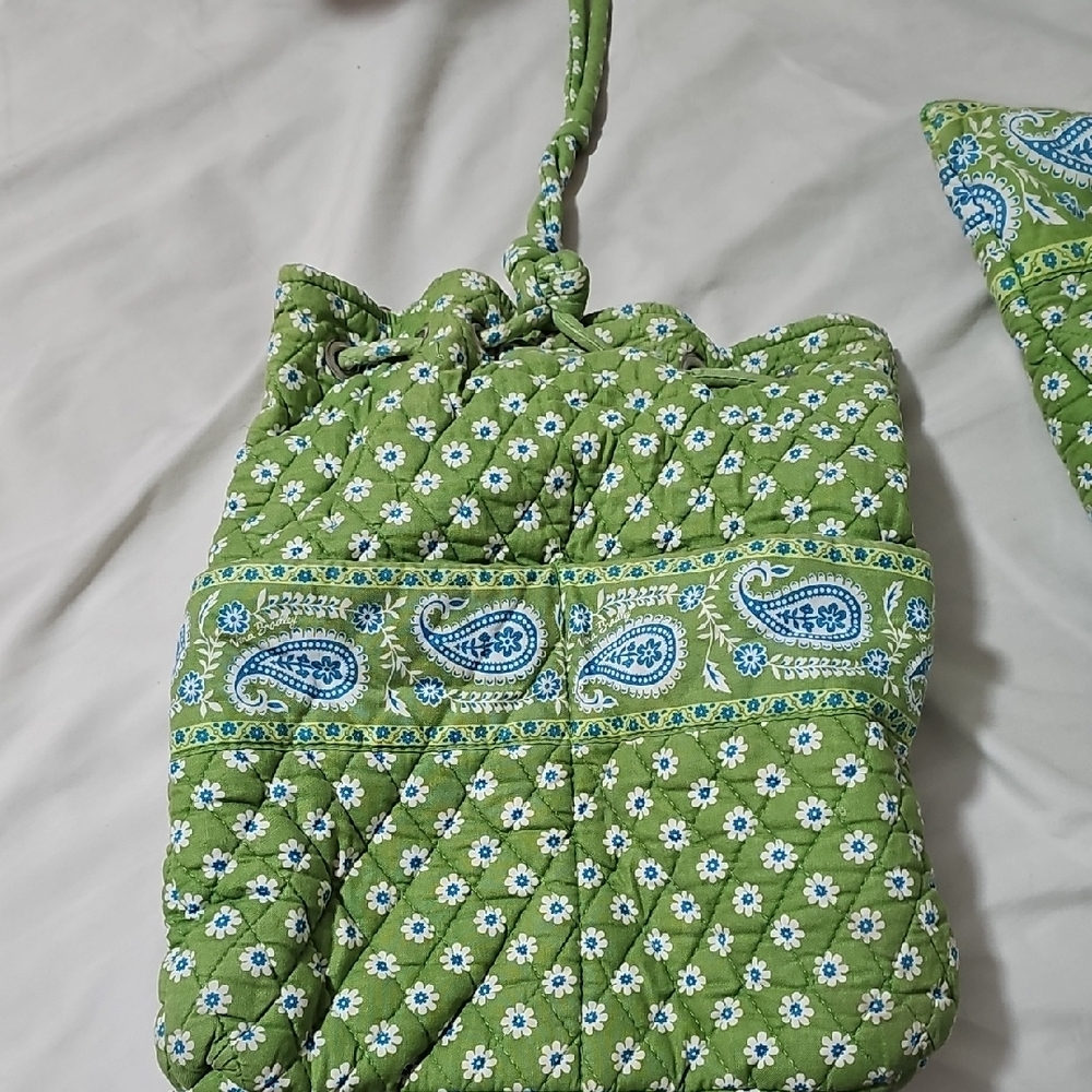 Green Floral Quilted Bag